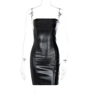 Strapless Faux Leather Mini Sheath Dress