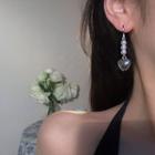 Heart Faux Pearl Dangle Earring 1 Pair - White Faux Pearl - Silver - One Size