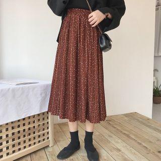 Dotted Midi Chiffon A-line Skirt As Shown In Figure - One Size