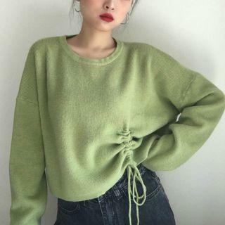 Drawstring Cropped Sweater