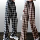 Drawstring Plaid Wide Leg Pants (various Designs)