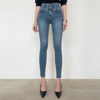 Washed Mid-rise Skinny Jeans