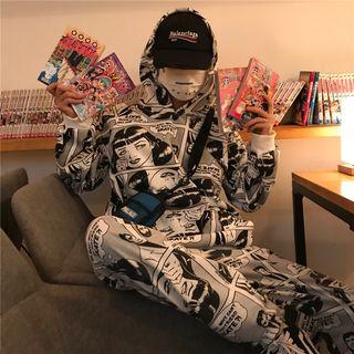 Set: Printed Hooded Top + Sweatpants