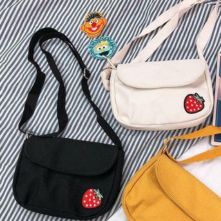 Embroidered Strawberry Canvas Crossbody Bag