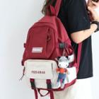 Letter Embroidered Backpack / Bag Charm / Set