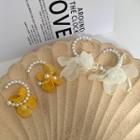 Faux Pearl Mesh Flower Drop Earring