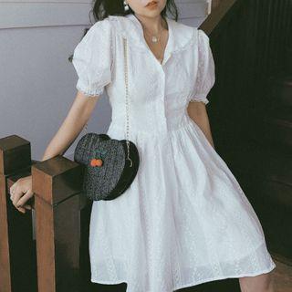 Short Sleeve Peter Pan Collar A-line Dress