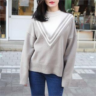 Crew-neck Layered Knit Sweater