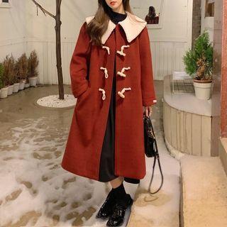 Fleece Lapel Toggle Long-sleeve Coat