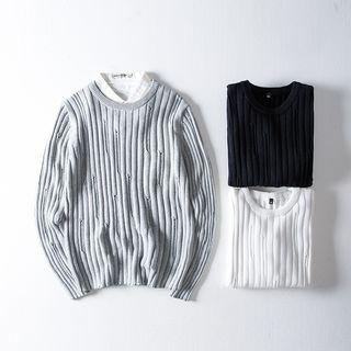Distressed Rib Knit Sweater