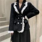 Double Breasted Frill Trim Blazer