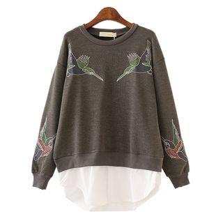 Mock Two Piece Embroidered Sweatshirt