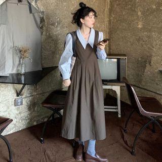 Long-sleeve Plain Blouse / Plain Tank Dress