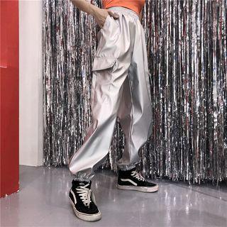 Couple Matching Faux Leather Cargo Pants