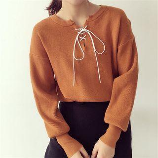 Cross Neck Knit Pullover