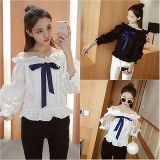 3/4-sleeve Off Shoulder Bow Top
