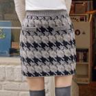 Houndstooth Knit Miniskirt Gray - One Size