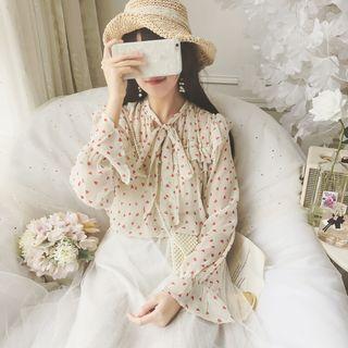 Heart Chiffon Blouse Pink - One Size