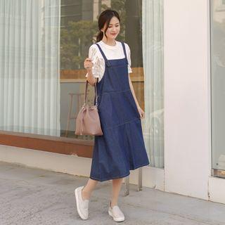 Stitched A-line Denim Jumper Dress