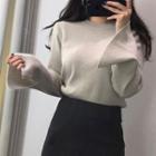 Plain Slit-sleeve Sweater