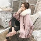 Faux-fur Hooded Dolman-sleeve Parka