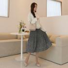 Band-waist Crystal-pleat Midi Floral Skirt