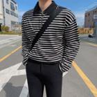Long-sleeve Striped Half-zip Polo Shirt