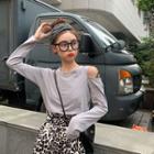 Cut Out Long-sleeve T-shirt / A-line Skirt