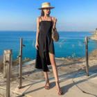 Plain Irregular Slim-fit Sleeveless Dress