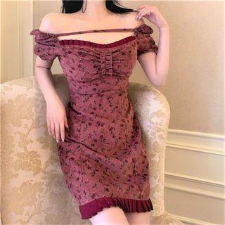 Square-neck Corduroy A-line Dress