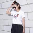 Cock-print T-shirt