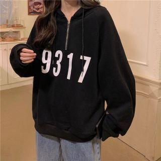 Long-sleeve Printed Half-zip Hoodie