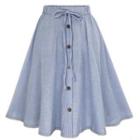 Tie-waist A-line Skirt Blue - One Size
