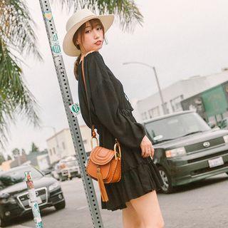 Long-sleeve Ruffled Chiffon Dress