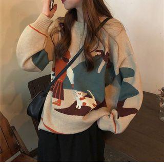Cartoon Round Neck Sweater