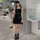 Sleeveless Frayed Slim-fit Mini Dress