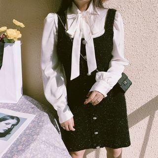 Sleeveless Glittered Button-up Mini Dress