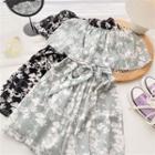 Off-shoulder Ruffle-trim Print Dress