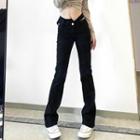 Plain Asymmetric Cutout Skinny Jeans