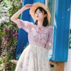 Floral Off-shoulder Short-sleeve A-line Dress