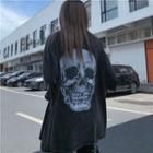 Short Sleeve Round Neck Skull Print T-shirt