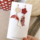 Non-matching Alloy Carp Fish Dangle Earring 1 Pair - Silver Needle - As Shown In Figure - One Size