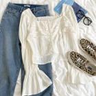 Bell-sleeve Square-neck Layer Shirt