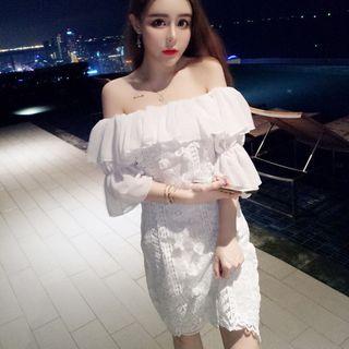 Off-shoulder Eyelet-lace Dress