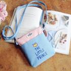 Crown & Lettering Color Panel Crossbody Bag Crown - Pink & Blue - One Size