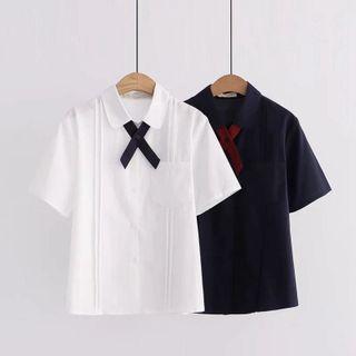 Short-sleeve Mock-tie Shirt