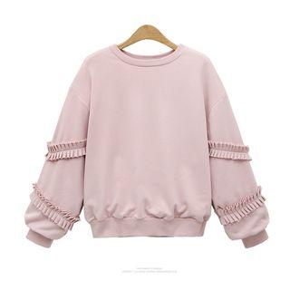 Long Sleeve Frilled Trim Top