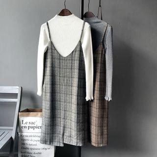 Plaid Spaghetti Strap Asymmetrical Dress