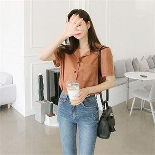 Notched-collar Pocket-front Shirt
