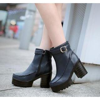 Block Heel Platform Boots